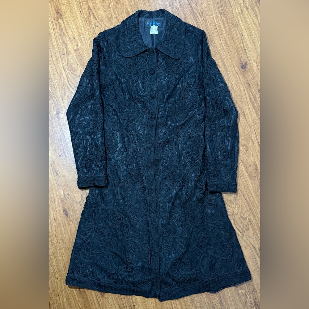 Vintage Sue Wong Lace Dress Black Long 12 Designer Sexy 100% Authentic